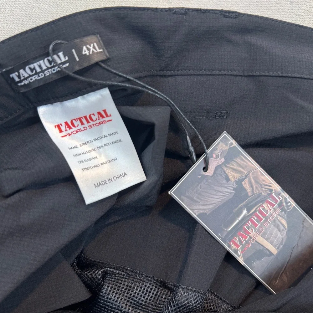 Tactical World Store 4XL Cargo Pants Mens Black Stretch Lightweight Multi-Pocket